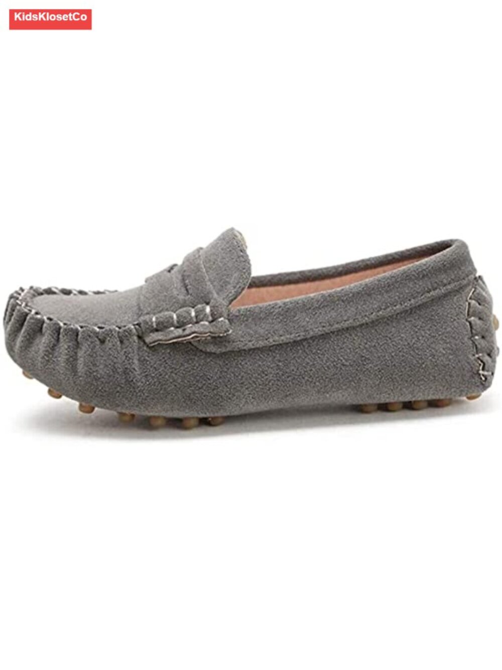Kids Penny Loafer Slip-On Mocc Dress Shoes Faux Suede Anti Slip